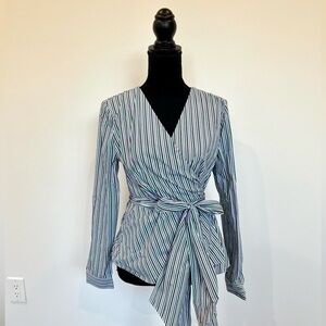 Halogen Women’s Striped Wrap Long Sleeve Top